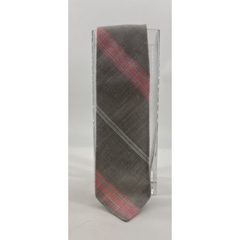 Vintage Etienne Aigner Striped Gray Pink Mens‎ Necktie